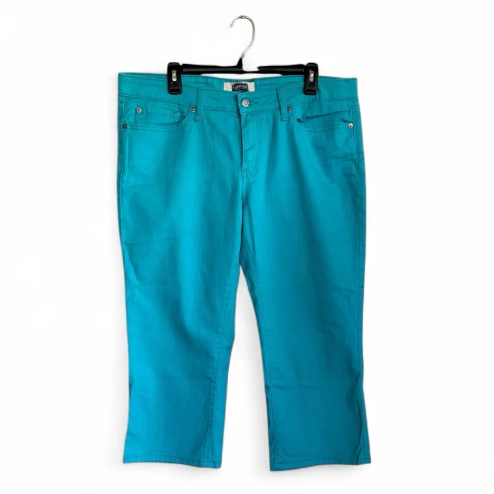 Signature by Levi Strauss & Co Turquoise Stretch Capri Jeans Women’s Size 18 - Picture 3 of 11